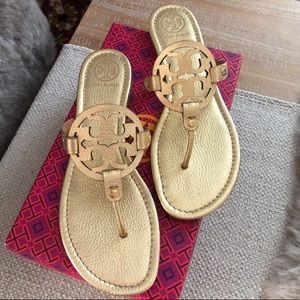 Tory Burch Miller Sandal flip flops flat 11 gold